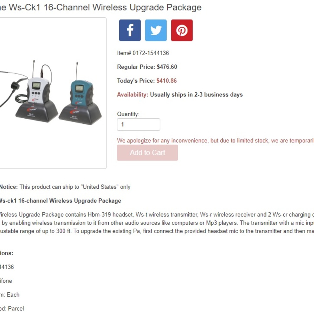Califone WS-CK1 16-Channel Wireless Upgrade Package - Picture 6 of 7